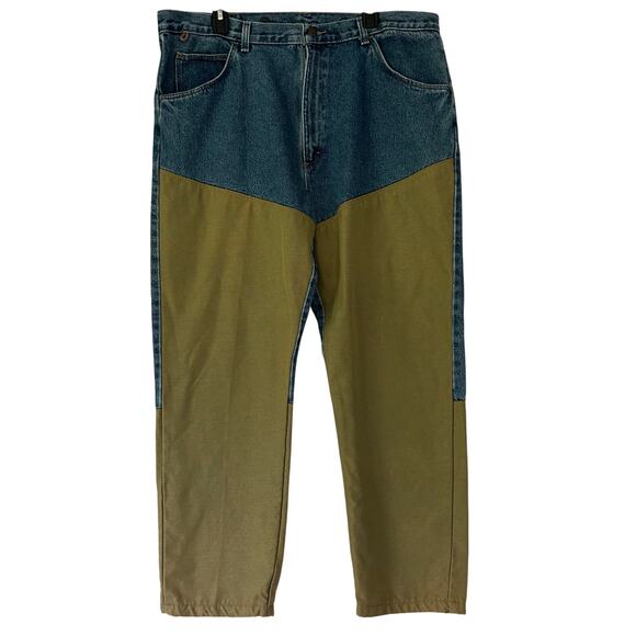 Vintage Wrangler rugged wear two toned jeans workwear Y2K 90s brush guard 40 - Picture 1 of 14